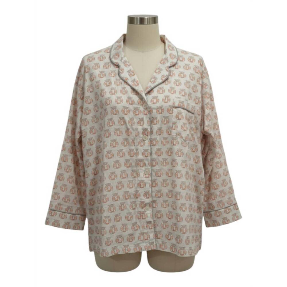 NEW MARIGOT women's lorient short pajama set in coral owls